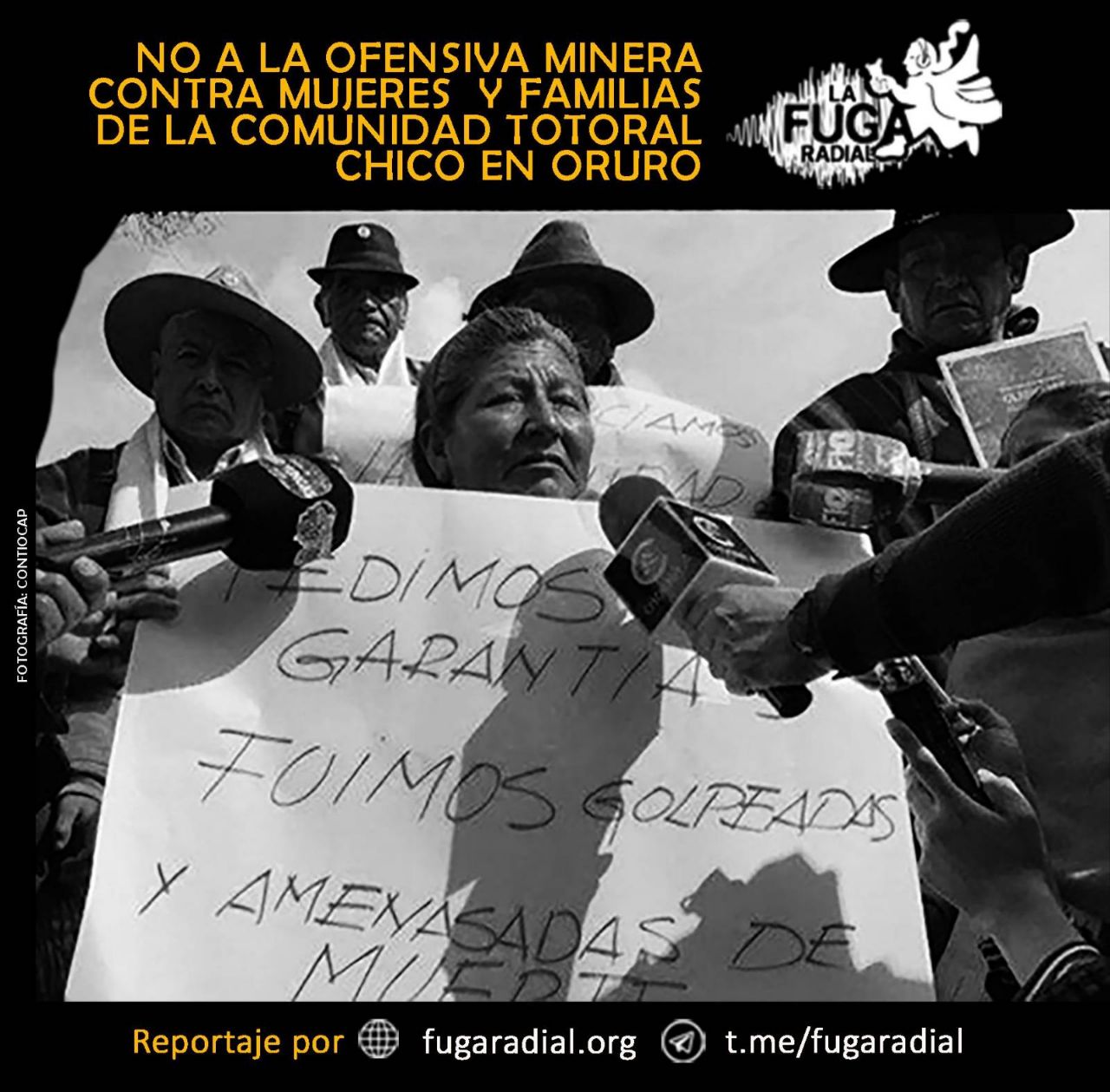 No a la ofensiva minera contra mujeres y familias de la comunidad Totoral Chico en Oruro